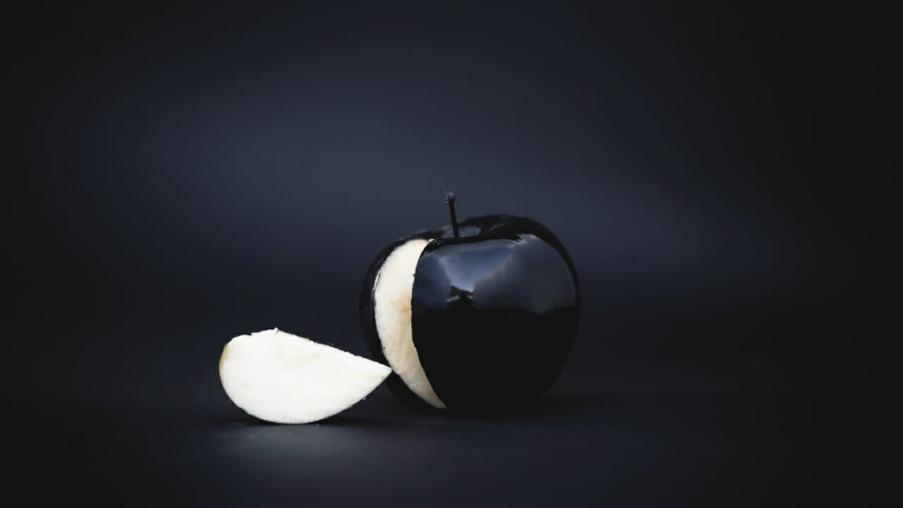 black diamond apple sliced open
