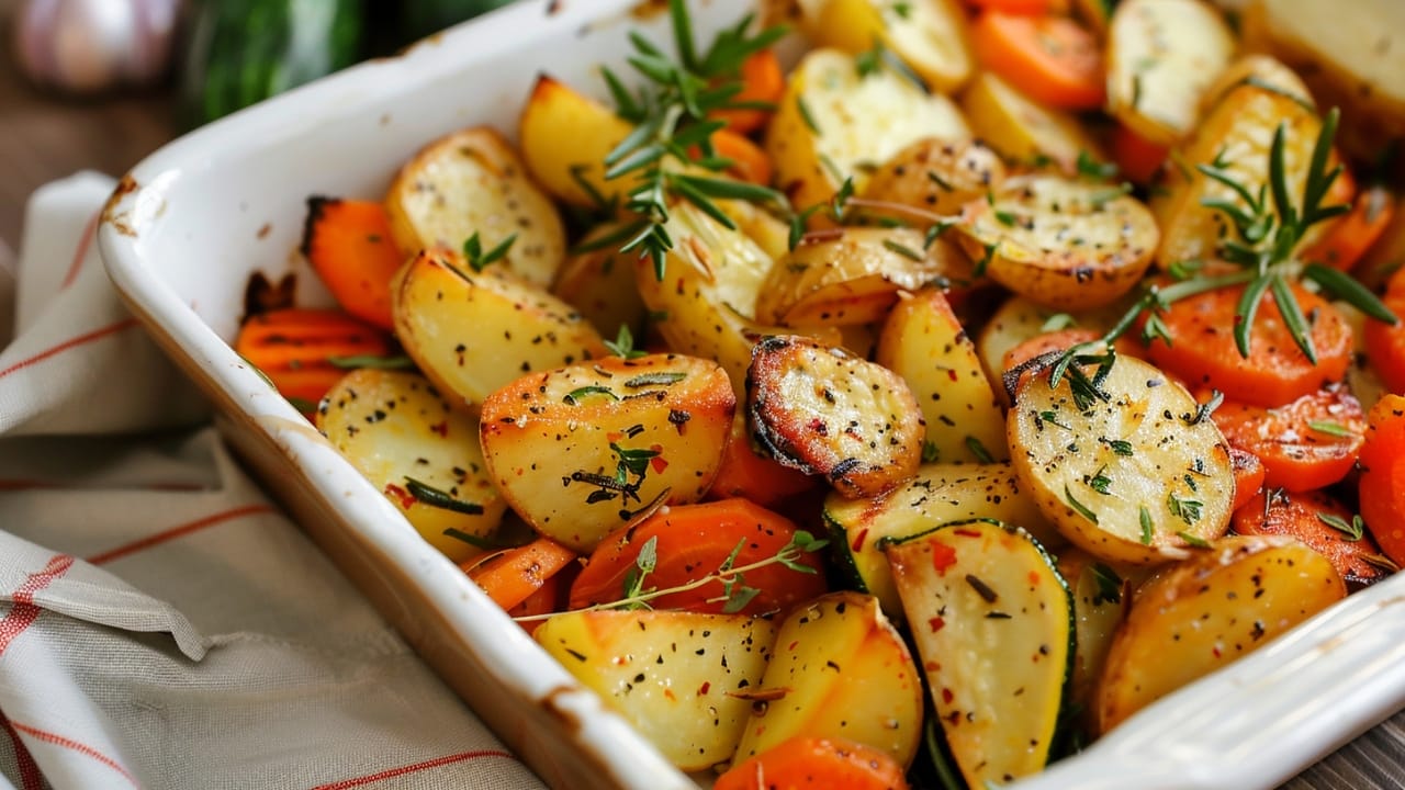 The Perfectly Savory Garlic Herb Roasted Potatoes Carrots & Zucchini ...