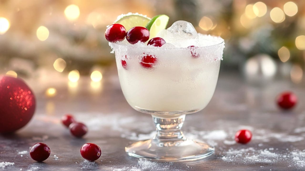 Your New Favorite Holiday Drink White Christmas Cranberry Margarita